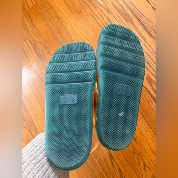 Tory Burch criss cross bubble jelly sandals in squash and bright lagoon - Picture 4 of 4